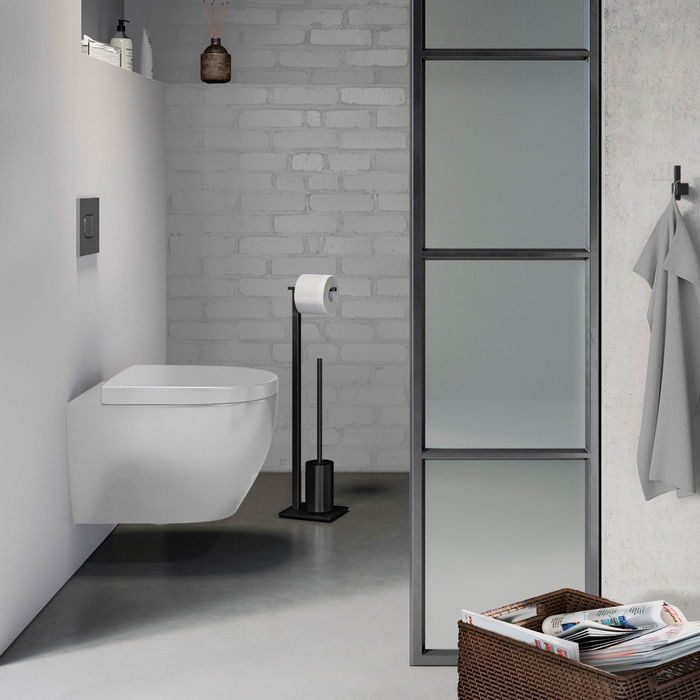 Zack Carvo Portarrollos Escobilla Negro Medidas: L.15 cm; prof.18 cm; h.71,8 cm